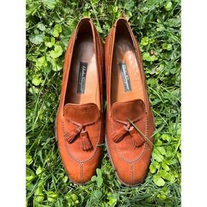 Salvatore Ferragamo VTG Brown Leather Tassel Loafers Men's Size 12D Italy